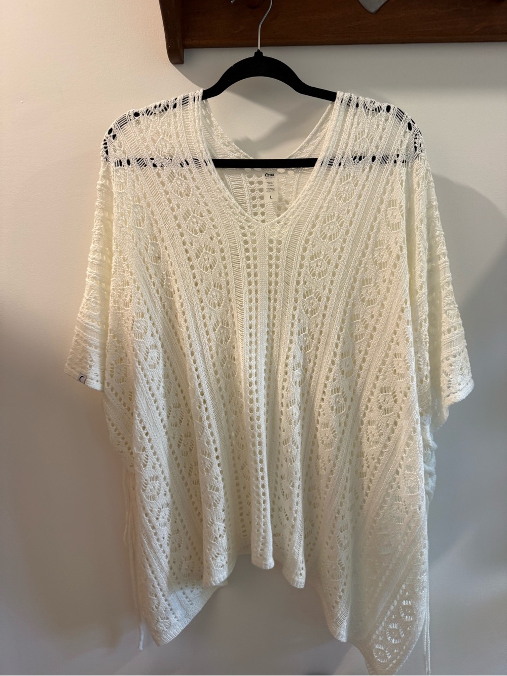 ZYIA Swimwear Open‑Knit V‑Neck Coverup in Cream
